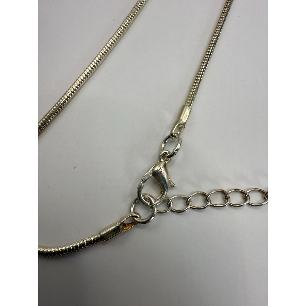 Kenneth Cole Silver Tone Rectangular Iridescent Pendant Necklace - Picture 6 of 6